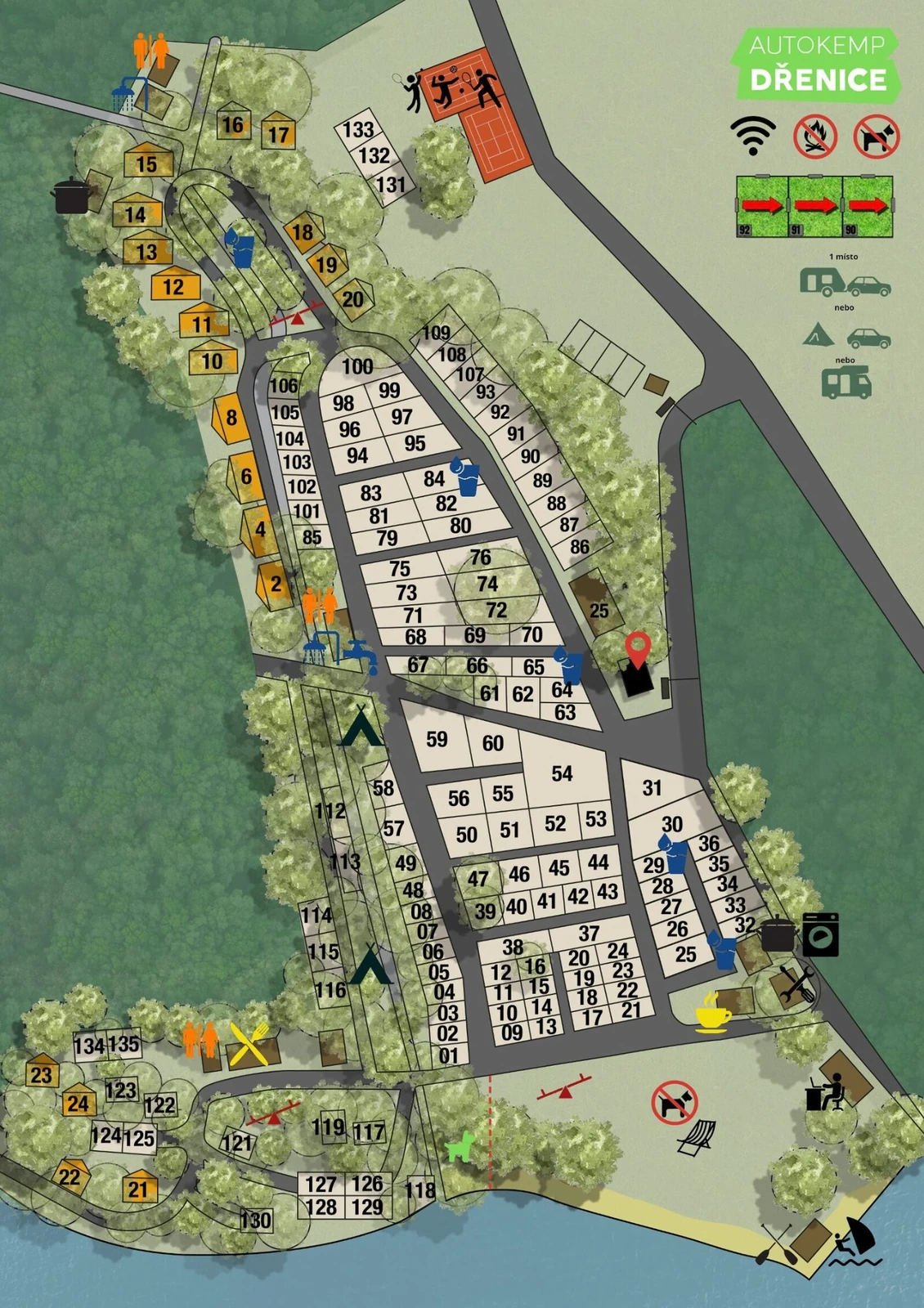 Mapa areálu Autokemp Dřenice